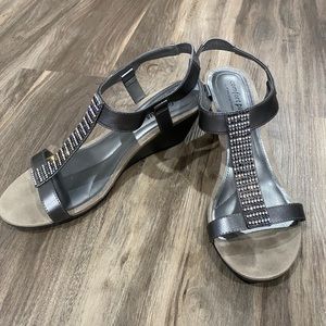 Gray Bling Wedge Heel Sandals